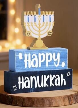 3 Pcs Hanukkah Wooden Table Top Decor